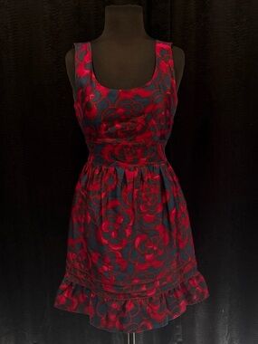 Juicy Couture Navy & Magenta Floral Scoop Neck Dress